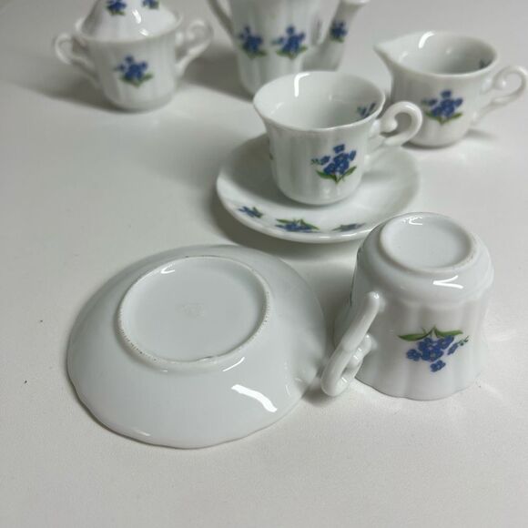 Home Decoration Mini Porcelain Tea Set Blue Vintage - Picture 4 of 9